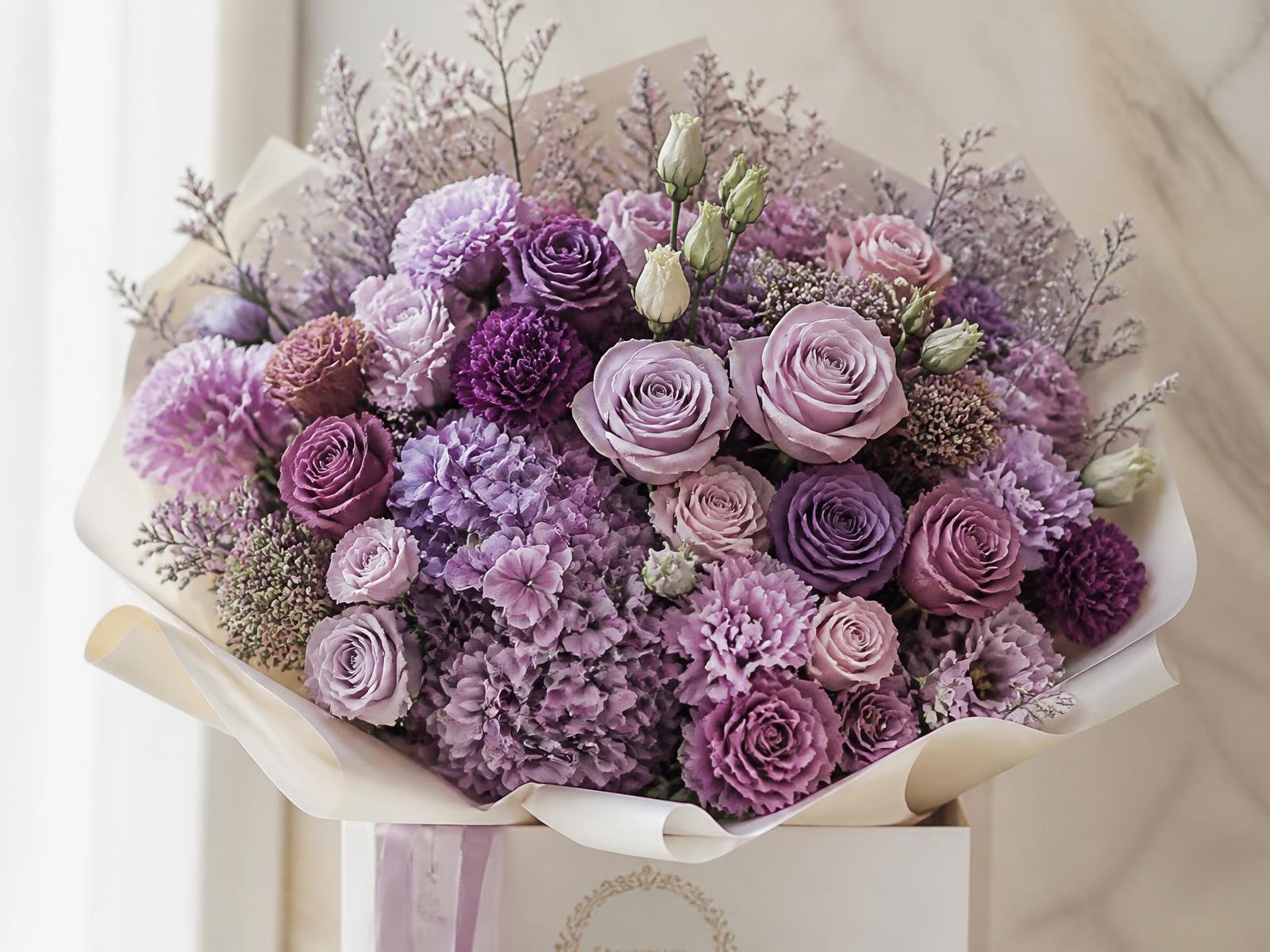 Arreglo floral Bella Flora en tonos rosados y lilas